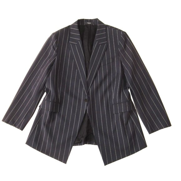 NWT Theory Etiennette in Navy Multi Stripe Traceable Wool Blazer Jacket 16 - Picture 1 of 5